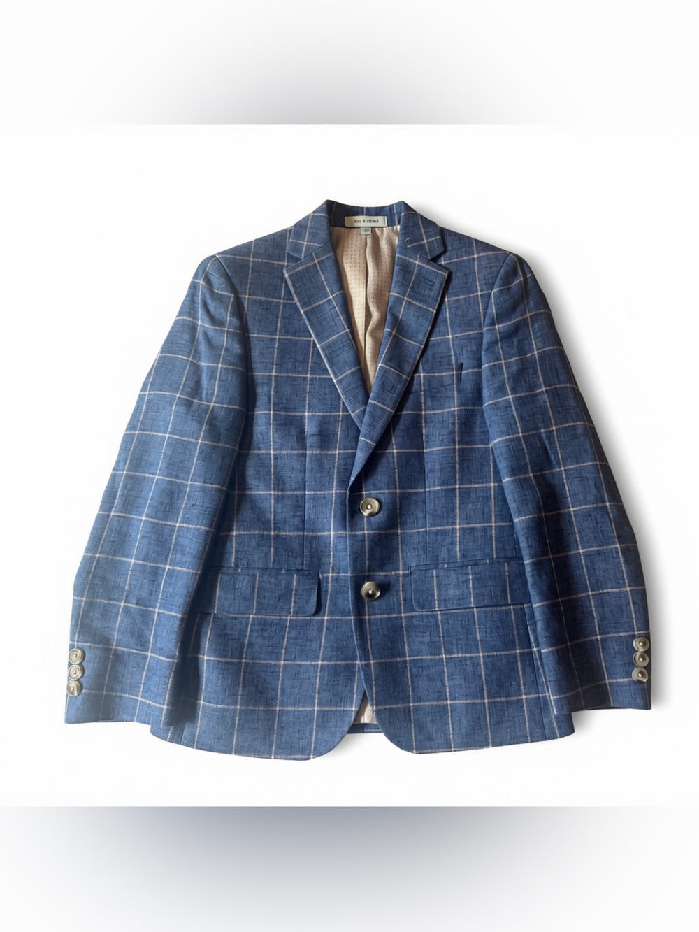 Class Club Modern Fit Blue Window Pane Blazer Size 10 boys